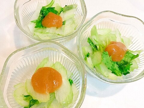 簡単小鉢☆セロリの塩もみ酢味噌がけ